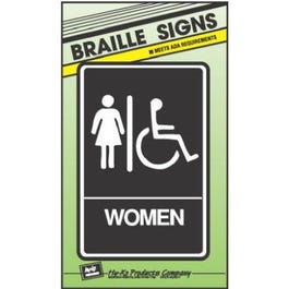“Women/Handicapped Restroom” Sign, Braille, 6 x 9-In. Hot on Sale
