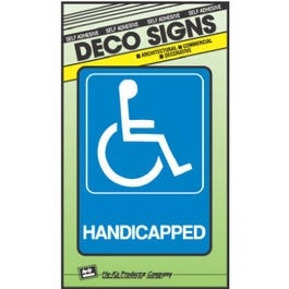 “Handicapped” Sign, Blue & White Plastic, 5 x 7-In. Supply