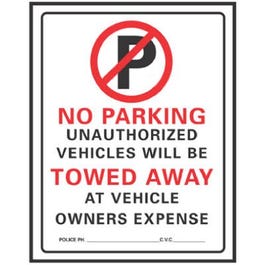“No Parking” Sign, Red/Black Plastic, 19 x 15-In. Fashion