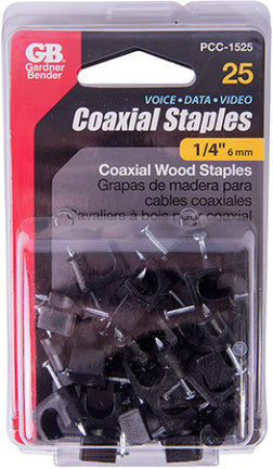 1/4  BLACK MASONRY COAX STAPLES 25/ Hot on Sale