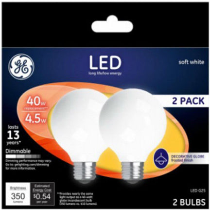 4.5W GLOBE G25 MED 40W LED SOFT WH FROSTED on Sale