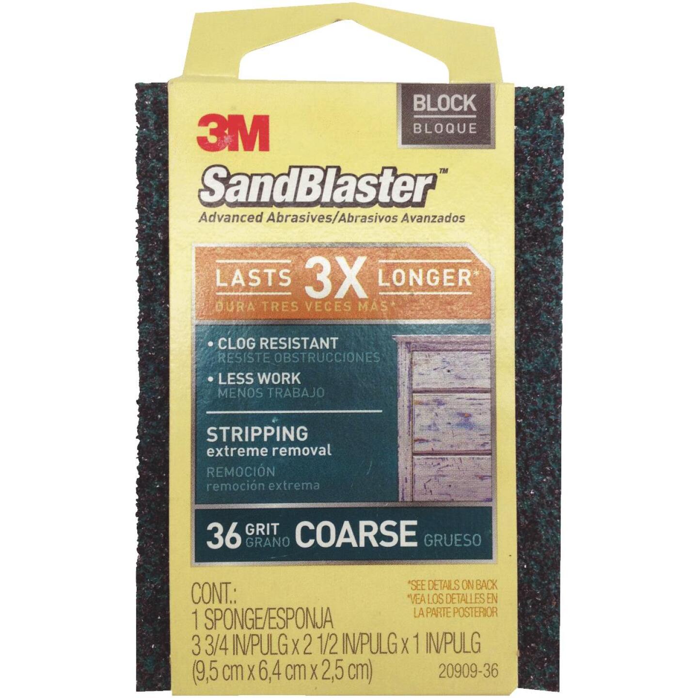 3M SandBlaster Paint Stripping 2-1/2 In. x 3-3/4 In. x 1 In. 36 Grit Coarse Sanding Sponge Hot on Sale