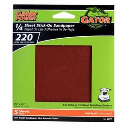 5-Pack 220-Grit 1/4-Sheet Stick-On Sandpaper Online Hot Sale