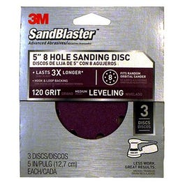 3-Pack Sandblaster 5-Inch 8-Hole 120-Grit Sanding Disc Fashion
