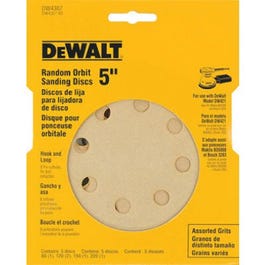 5-Pk., 5-In. 8-Hole Assorted-Grit Hook-and-Loop Random Orbit Sandpaper Hot on Sale