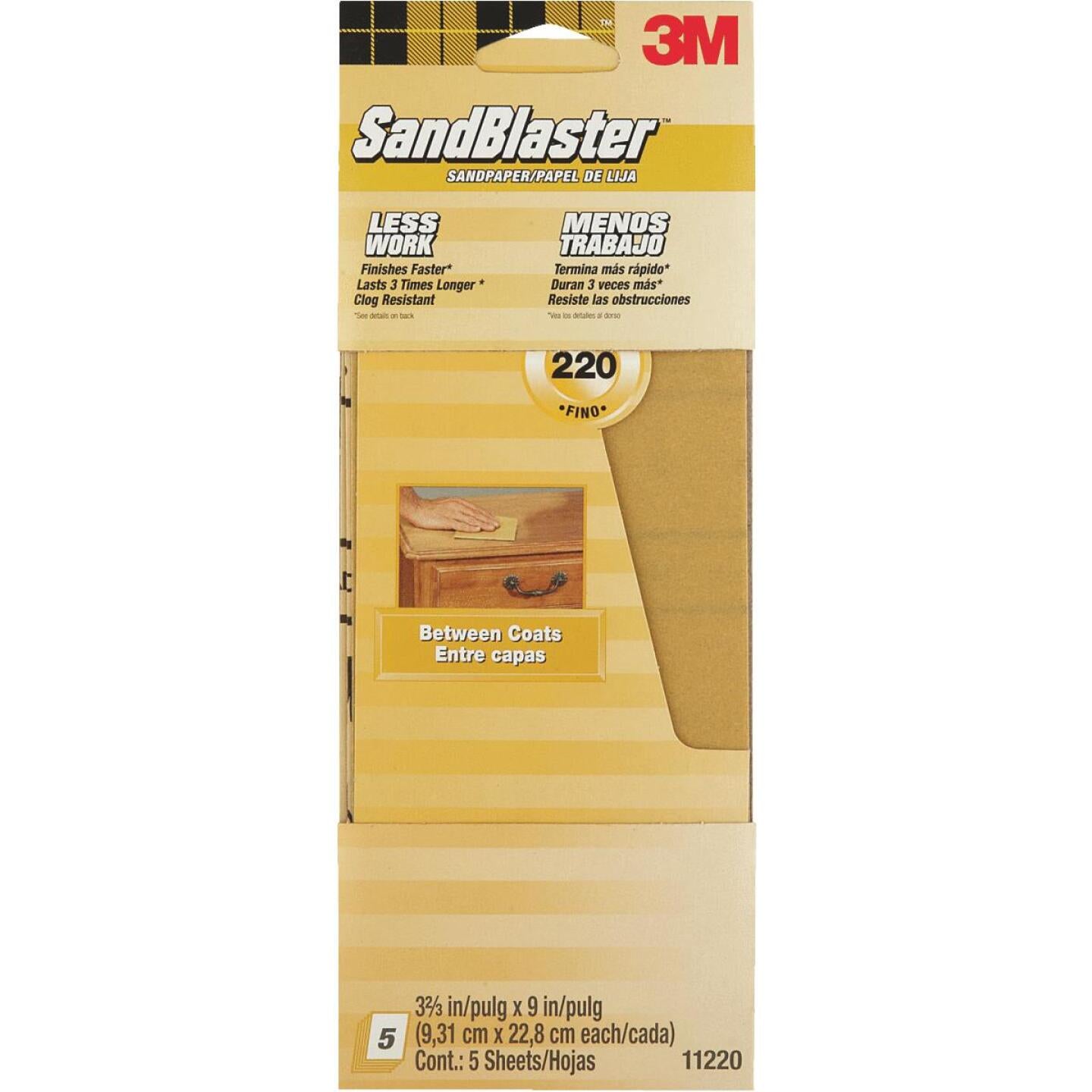 3M SandBlaster No Slip Grip Backing 3-2/3 In. x 9 In. 220 Grit Fine Sandpaper (5-Pack) Sale