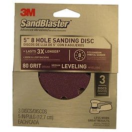 3-Pack Sandblaster 5-Inch 8-Hole 80-Grit Sanding Disc Fashion