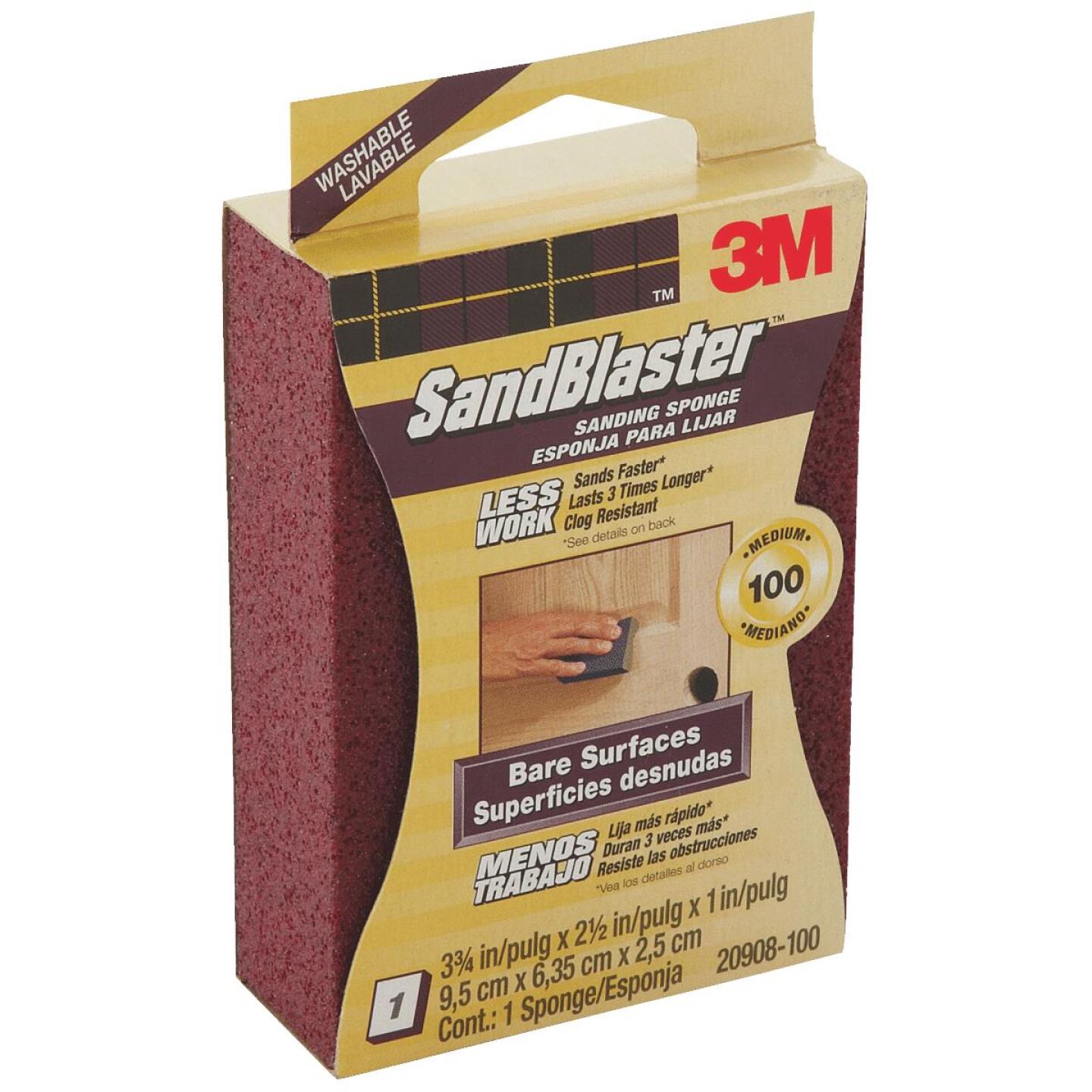 3M SandBlaster Bare Surfaces 2-1/2 In. x 3-3/4 In. x 1 In. 100 Grit Medium Sanding Sponge Supply