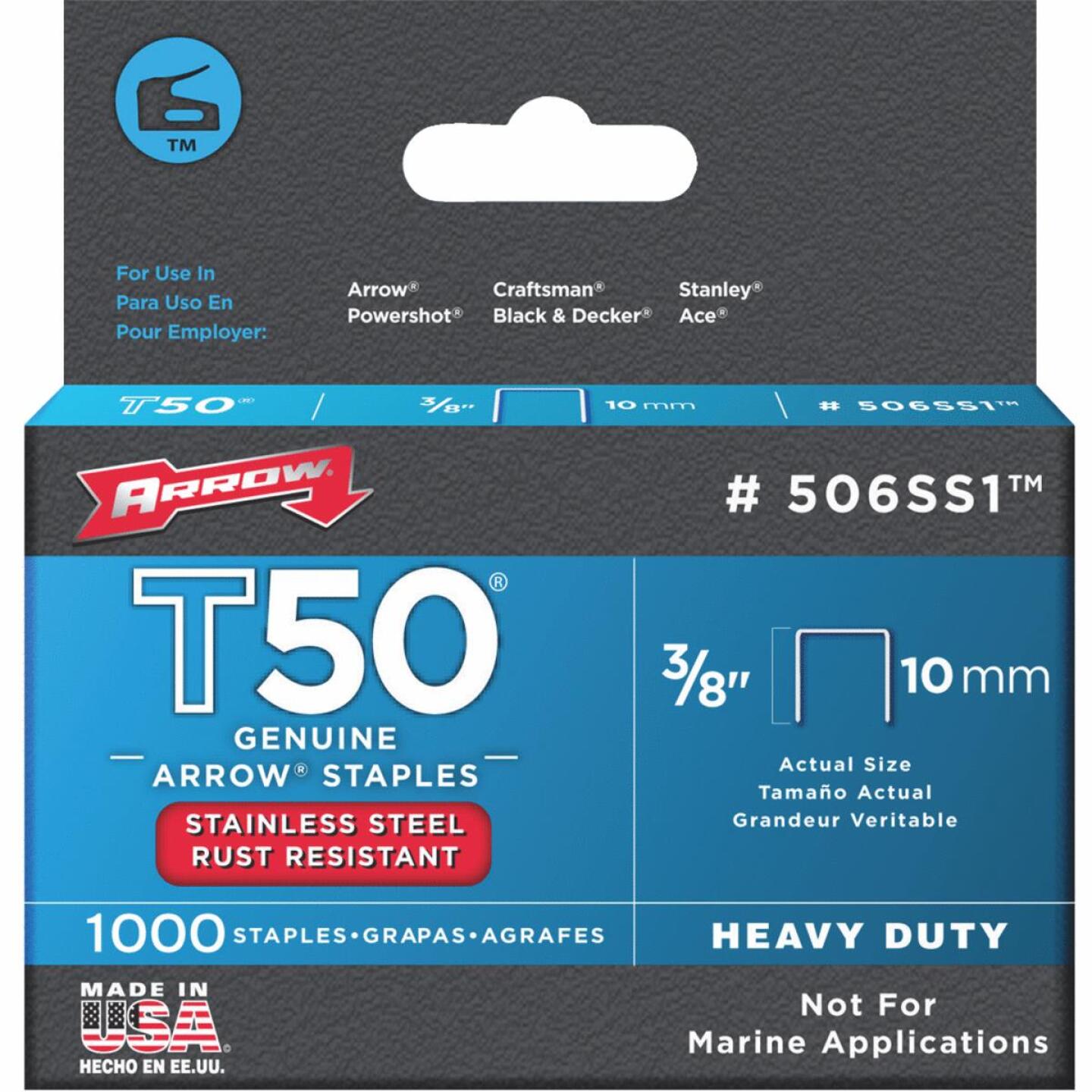Arrow T50 Heavy-Duty Stainless Steel Staple, 3/8 In. (1000-Pack) Online Sale