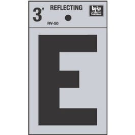 Address Letters, “E”, Reflective Black/Silver Vinyl, Adhesive, 3-In. Sale