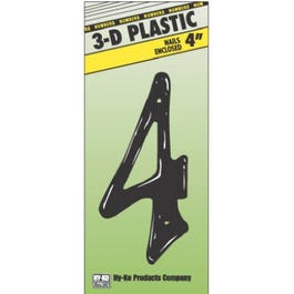 Address Numbers, “4”, Black Plastic, Nail-In, 4-In. Online Sale
