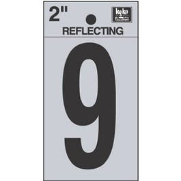 Address Numbers, “9”, Reflective Black/Silver Vinyl, Adhesive, 2-In. Hot on Sale