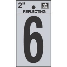 Address Numbers, “6”, Reflective Black/Silver Vinyl, Adhesive, 2-In. Online Sale