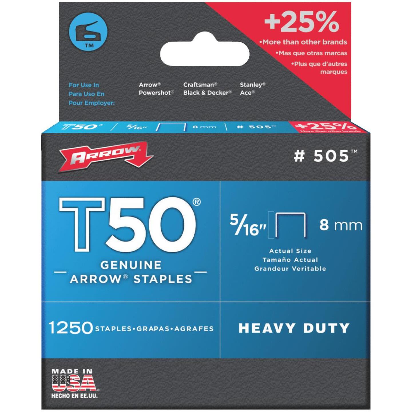 Arrow T50 Heavy-Duty Staple, 5/16 In. (1250-Pack) Online now