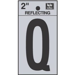 Address Letters, “Q”, Reflective Black/Silver Vinyl, Adhesive, 2-In. Supply