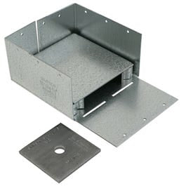 Adjustable Post Base, 1-In. Stand Off Ht., 16-Gauge Steel, 6 x 6-In. Online Hot Sale