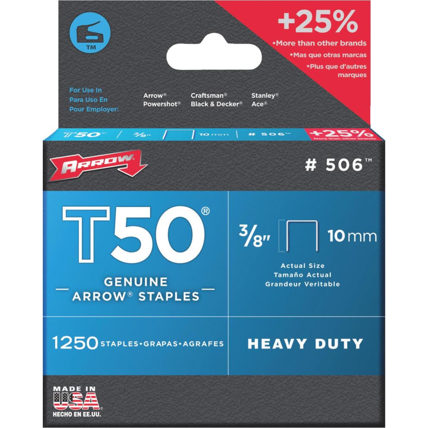 Arrow T50 Heavy-Duty Staple, 3/8 In. (1250-Pack) Online now