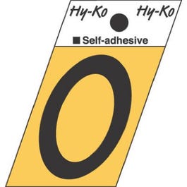 Address Numbers, “0”, Angle-Cut, Black/Gold Aluminum, Adhesive, 1.5-In. Supply