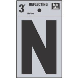 Address Letters, “N”, Reflective Black/Silver Vinyl, Adhesive, 3-In. Online