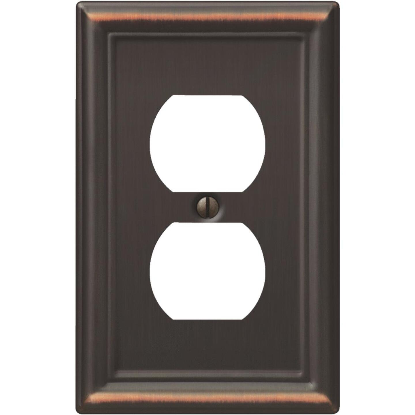 Amerelle Chelsea 1-Gang Stamped Steel Outlet Wall Plate, Aged Bronze Online Hot Sale