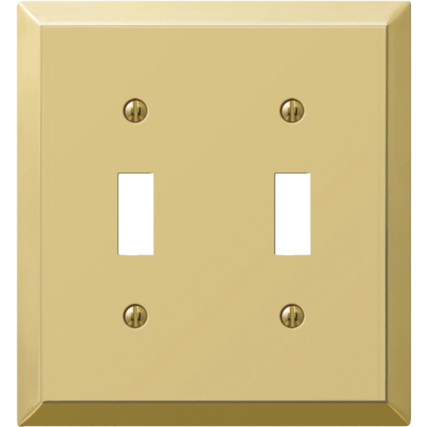 Amerelle 2-Gang Stamped Steel Toggle Switch Wall Plate, Polished Brass Hot on Sale