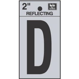 Address Letters, “D”, Reflective Black/Silver Vinyl, Adhesive, 2-In. Fashion