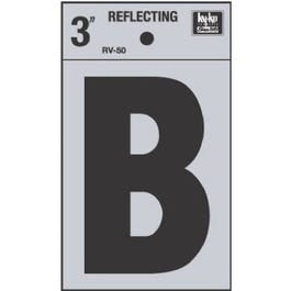 Address Letters, “B”, Reflective Black/Silver Vinyl, Adhesive, 3-In. Fashion