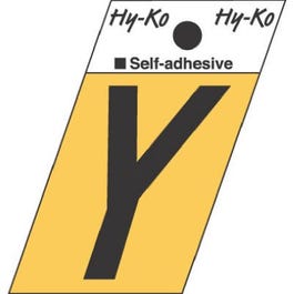 Address Letters, “Y”, Angle-Cut, Black/Gold Aluminum, Adhesive, 1.5-In. Supply