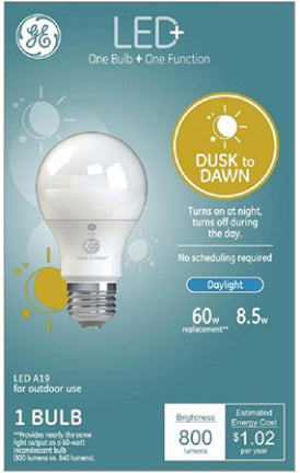 9W MED DAYLIGHT A19 LED DUSK/DAWN Online now