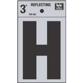 Address Letters, “H”, Reflective Black/Silver Vinyl, Adhesive, 3-In. Supply
