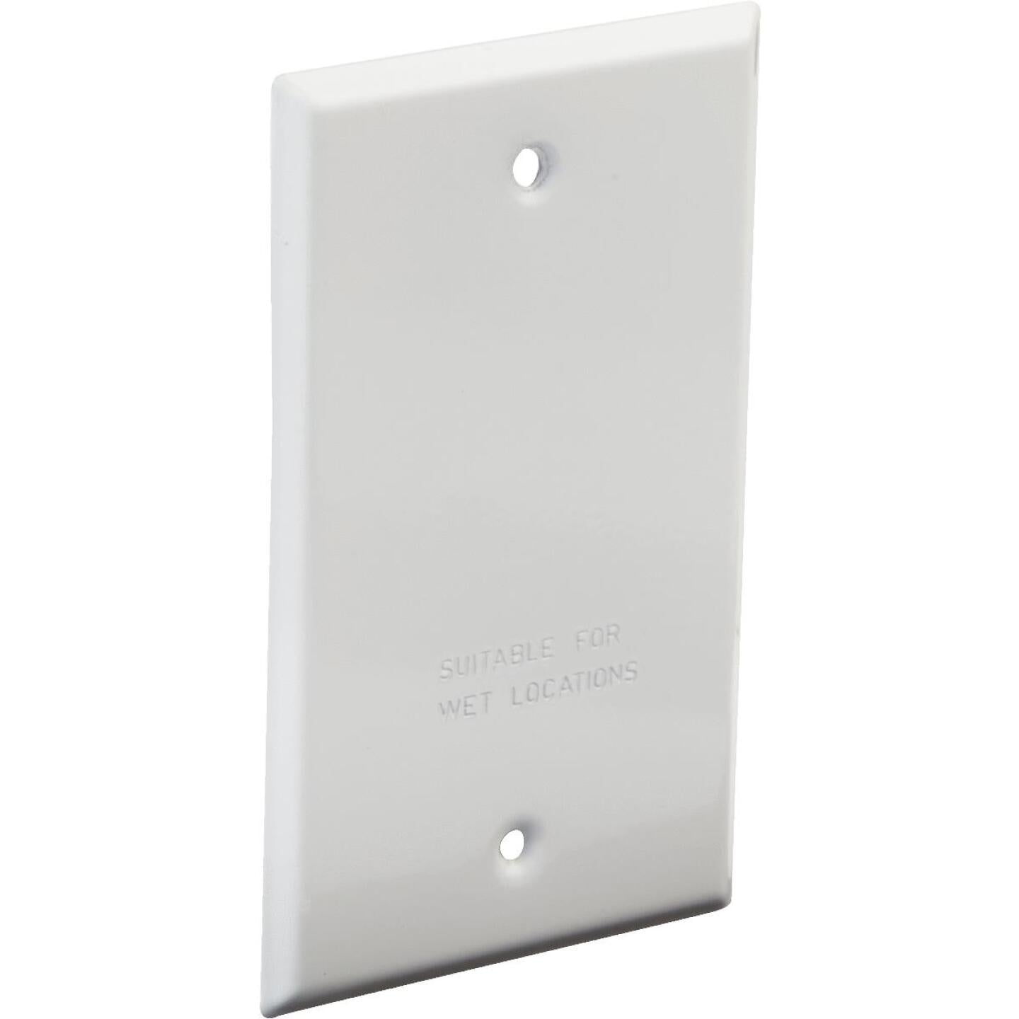Bell Single Gang Rectangular Die-Cast Metal White Blank Outdoor Box Cover, Shrink Wrapped Hot on Sale