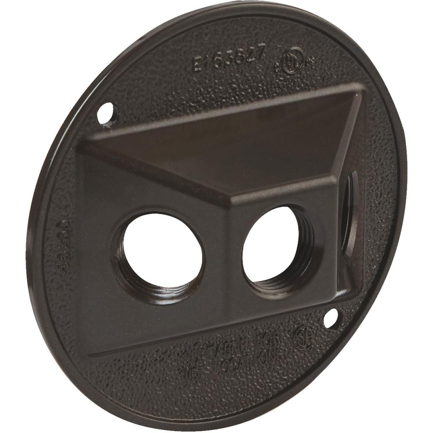 Bell 3-Outlet Round Zinc Bronze Cluster Weatherproof Outdoor Box Cover, Shrink Wrapped Supply