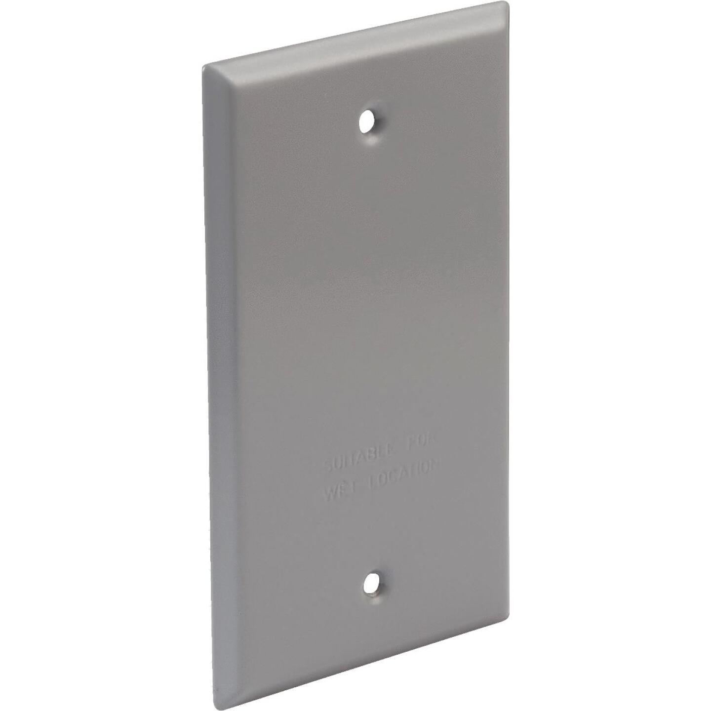 Bell Single Gang Rectangular Aluminum Gray Blank Weatherproof Outdoor Box Cover, Shrink Wrapped Supply