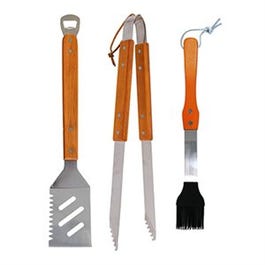 BBQ Tool Set, Wood & Stainless Steel, 3-Pc. on Sale