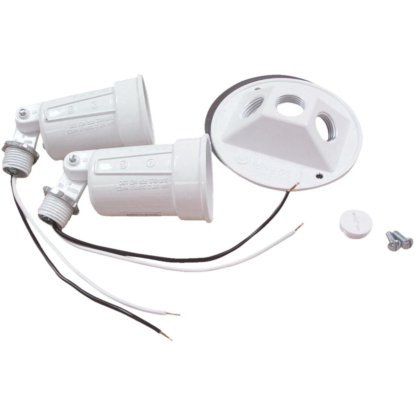 Bell 150W Aluminum Round Double White Weatherproof Outdoor Lampholder with Cover, Shrink Wrapped on Sale