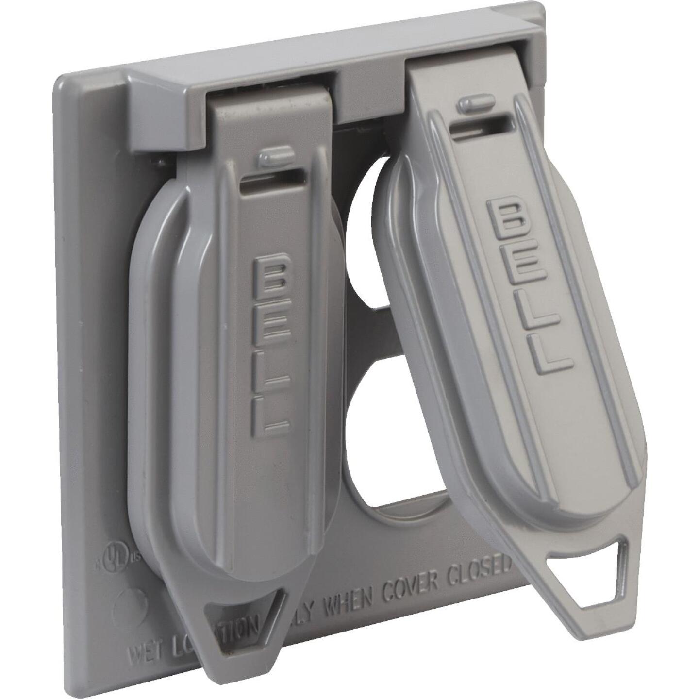 Bell 2-Gang Vertical Mount Die-Cast Metal Gray Weatherproof Outdoor Outlet Cover Hot on Sale