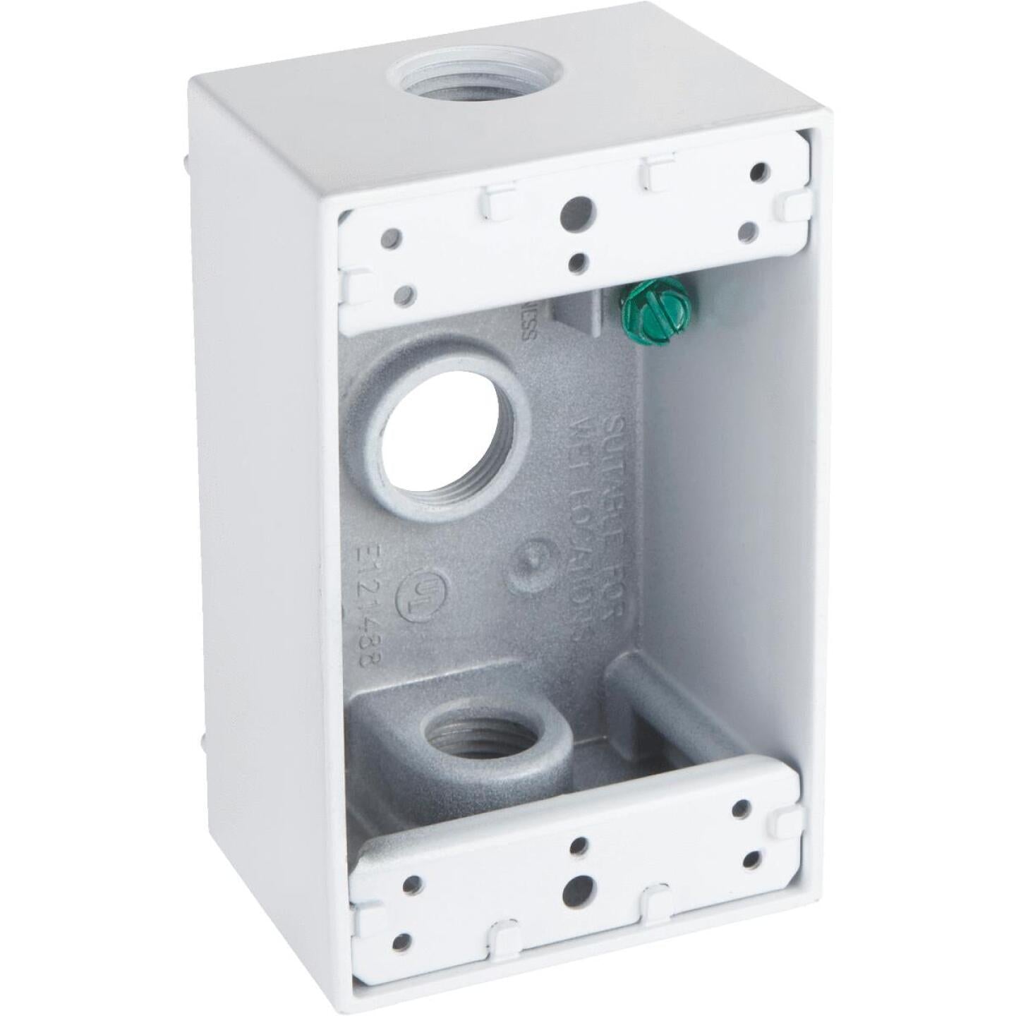 Bell Single-Gang 1/2 In. 3-Outlet White Aluminum Weatherproof Outdoor Outlet Box, Shrink Wrapped Sale