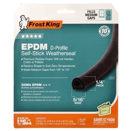 Black Rubber Weatherseal, D-Section, Self Adhesive, 3/8 x 1/4-In. x 17-Ft. Discount