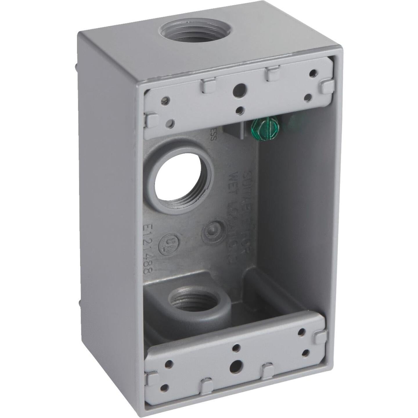 Bell Single-Gang 1/2 In. 3-Outlet Gray Aluminum Weatherproof Outdoor Outlet Box, Shrink Wrapped Online Sale