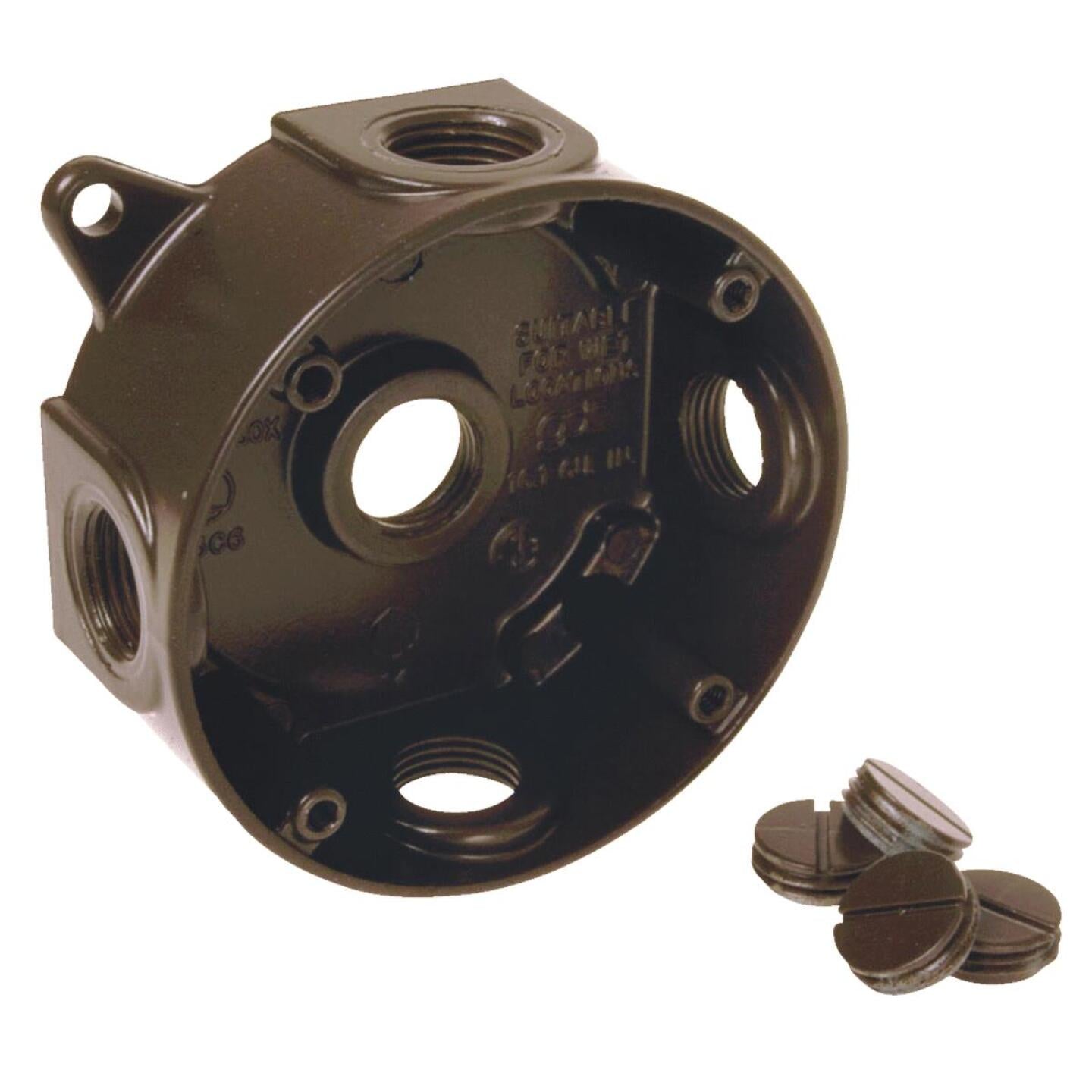 Bell 4 In. 5-Outlet 1/2 In. Bronze Weatherproof Outdoor Round Box, Shrink Wrapped Online Sale
