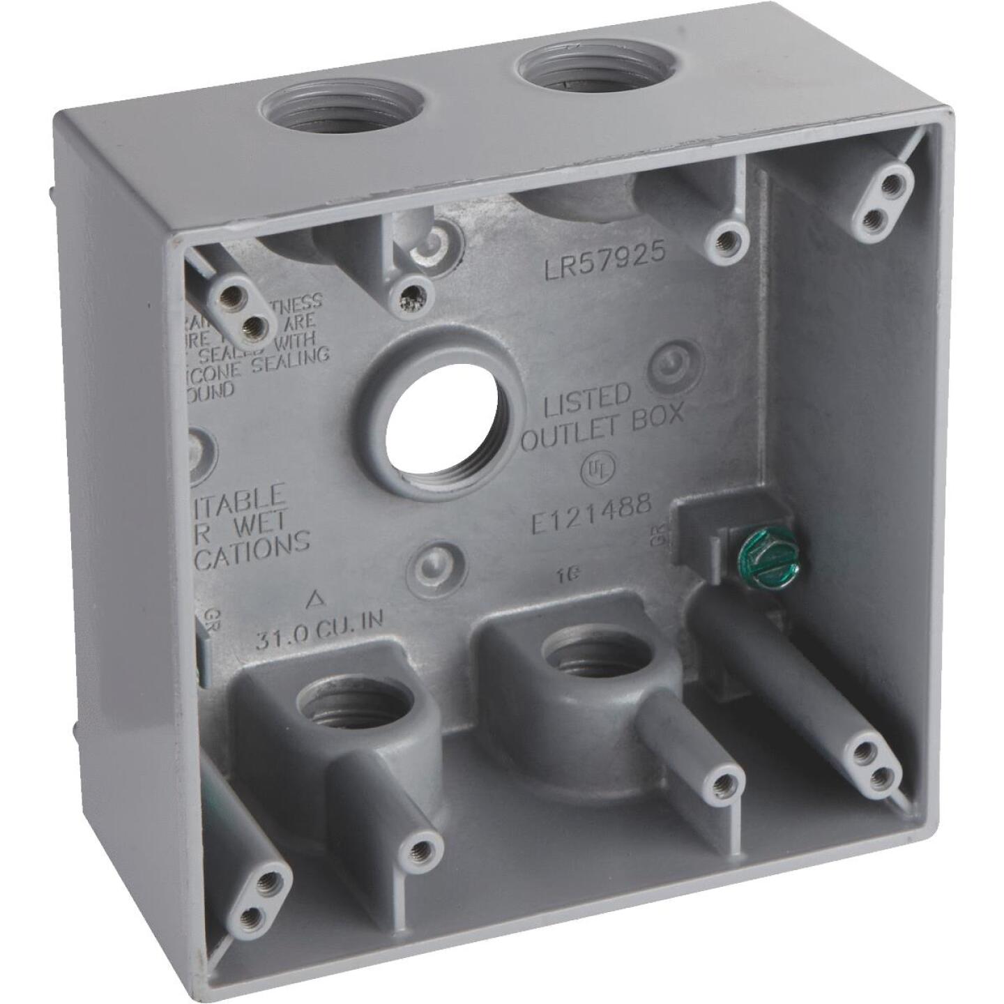 Bell 2-Gang 1/2 In. 5-Outlet Gray Aluminum Weatherproof Outdoor Outlet Box, Shrink Wrapped Discount