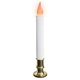 Christmas Candle, Electric With Timer, Clear Flame, White/Brass, 9-In. Online