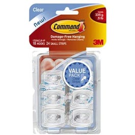 Clear Hooks w/ Adhesive Strips, 18-Hook Pack Online