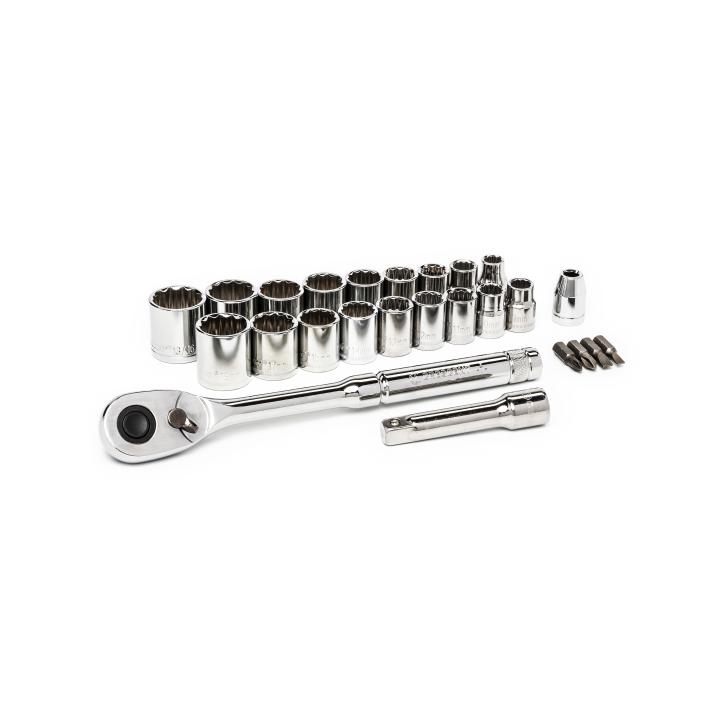 Crescent 25 Pc. 3/8″ Drive 12 Point Standard SAE/Metric Mechanics Tool Set Supply