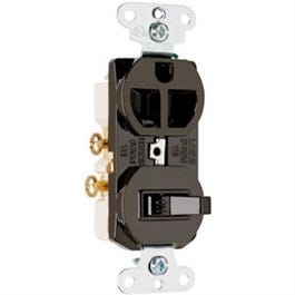 Combo Switch & Outlet, 2-Pole, 3-Wire Grounding, Brown, 15-Amp, 125-Volt on Sale