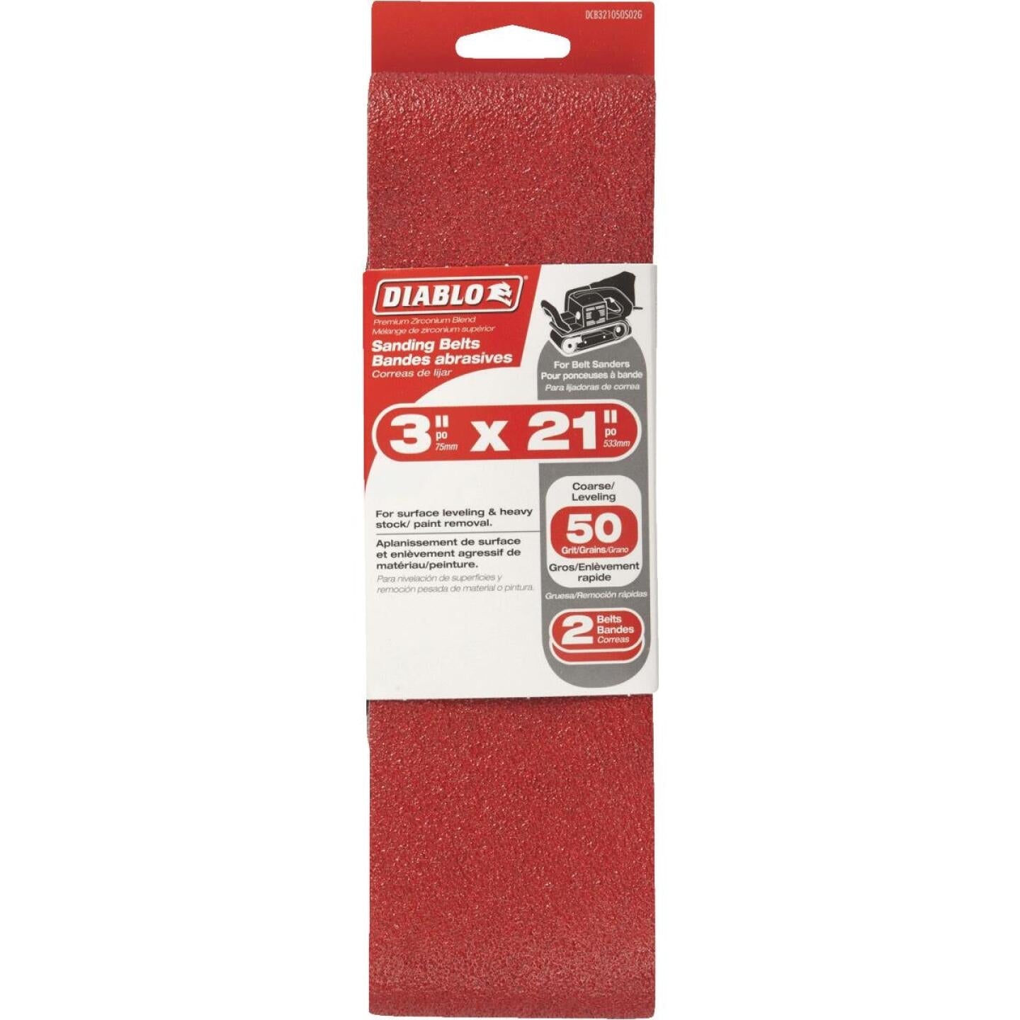 Diablo 3 In. x 21 In. 50 Grit General Purpose Sanding Belt (2-Pack) on Sale