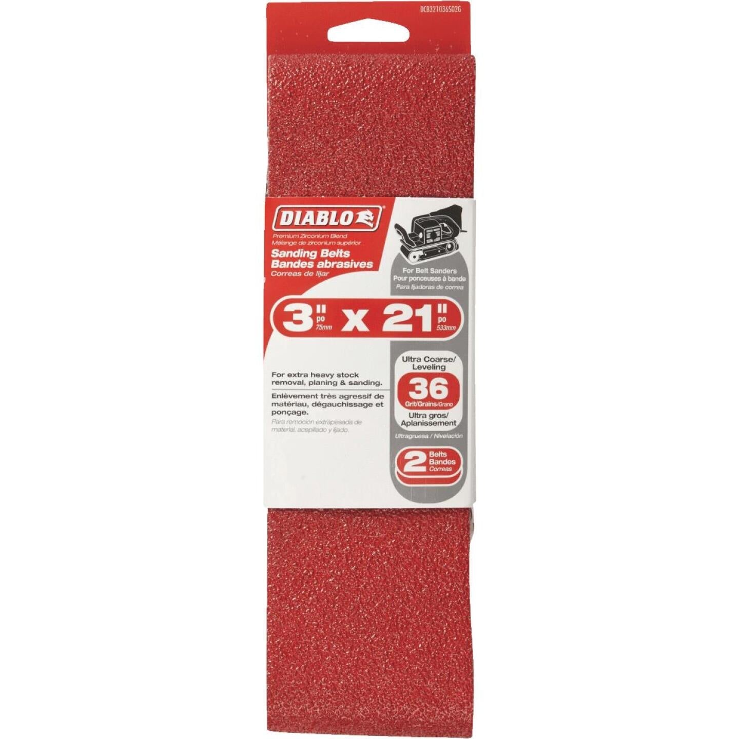 Diablo 3 In. x 21 In. 36 Grit General Purpose Sanding Belt (2-Pack) Supply