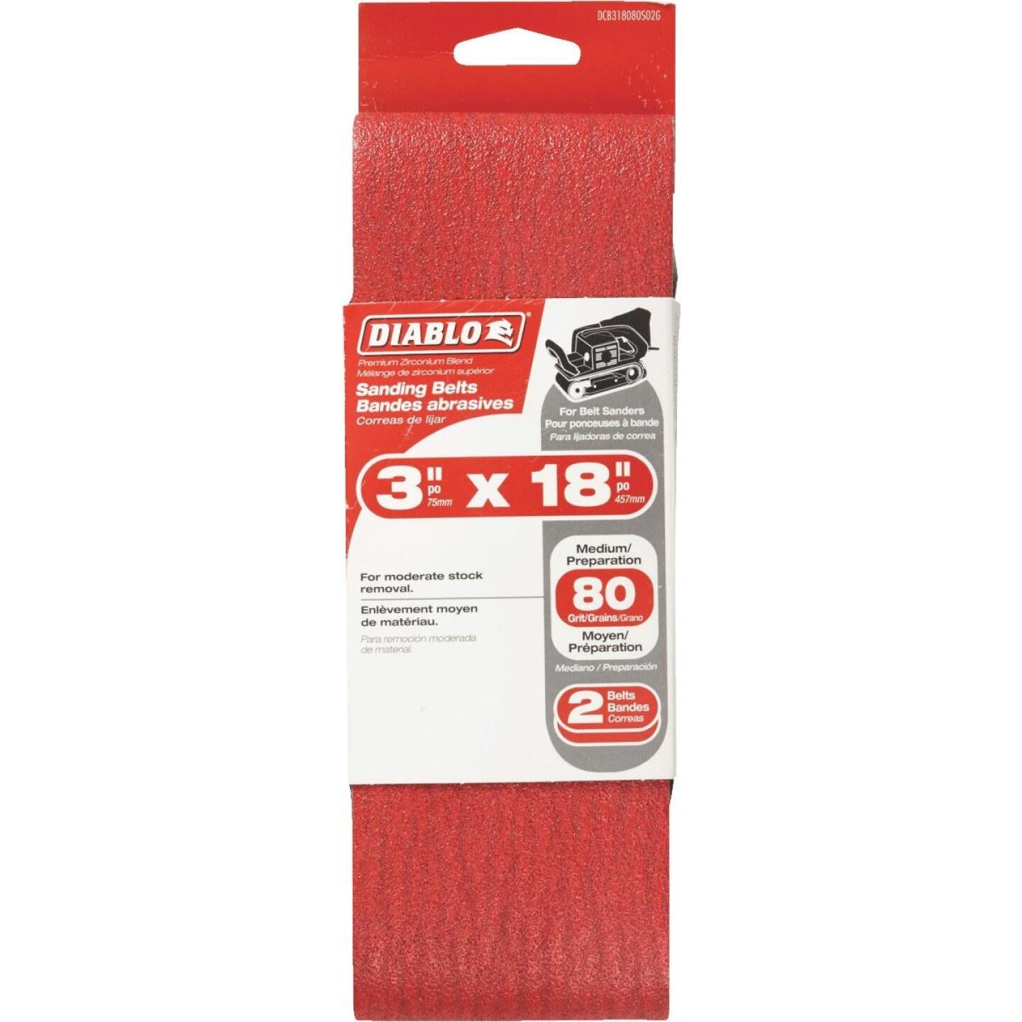 Diablo 3 In. x 18 In. 80 Grit General Purpose Sanding Belt (2-Pack) Online