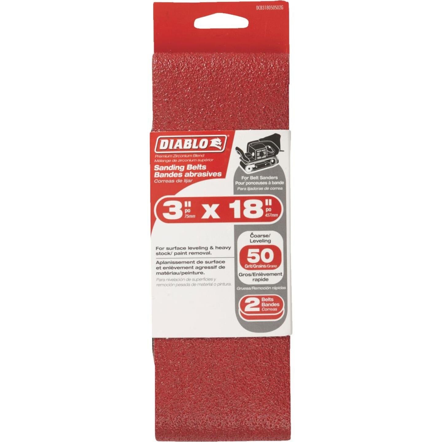 Diablo 3 In. x 18 In. 50 Grit General Purpose Sanding Belt (2-Pack) Online