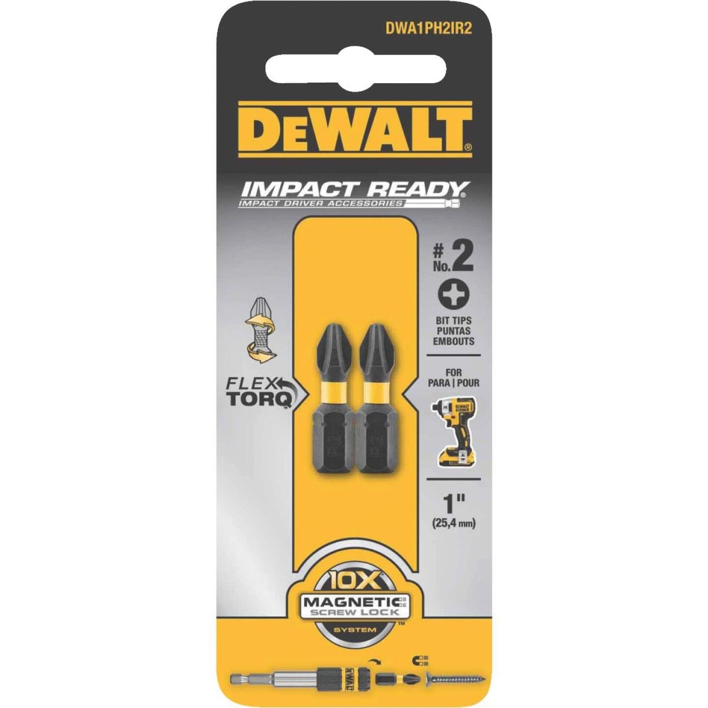 DeWalt FlexTorq 1 In. #2 Phillips Insert Impact Screwdriver Bit (2-Pack) Online now